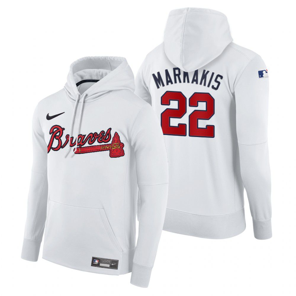 Men Atlanta Braves #22 Markakis white home hoodie 2021 MLB Nike Jerseys